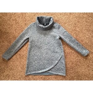 Lands End Medium Pullover Cowl Neck BlueTeal Heathered Drape Tunic OEKO-TEX® EUC